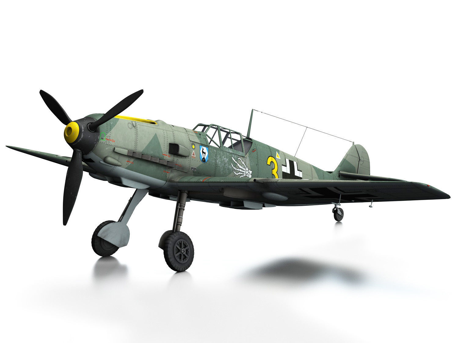 Messerschmitt - BF-109 E - Yellow 3 3D model_9