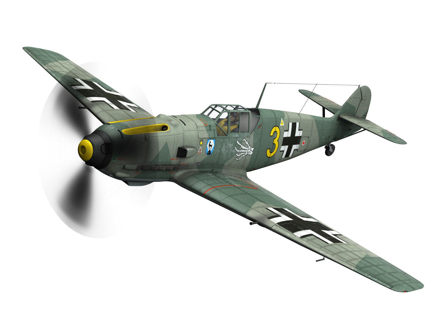 Messerschmitt - BF-109 E - Yellow 3 3D model_2