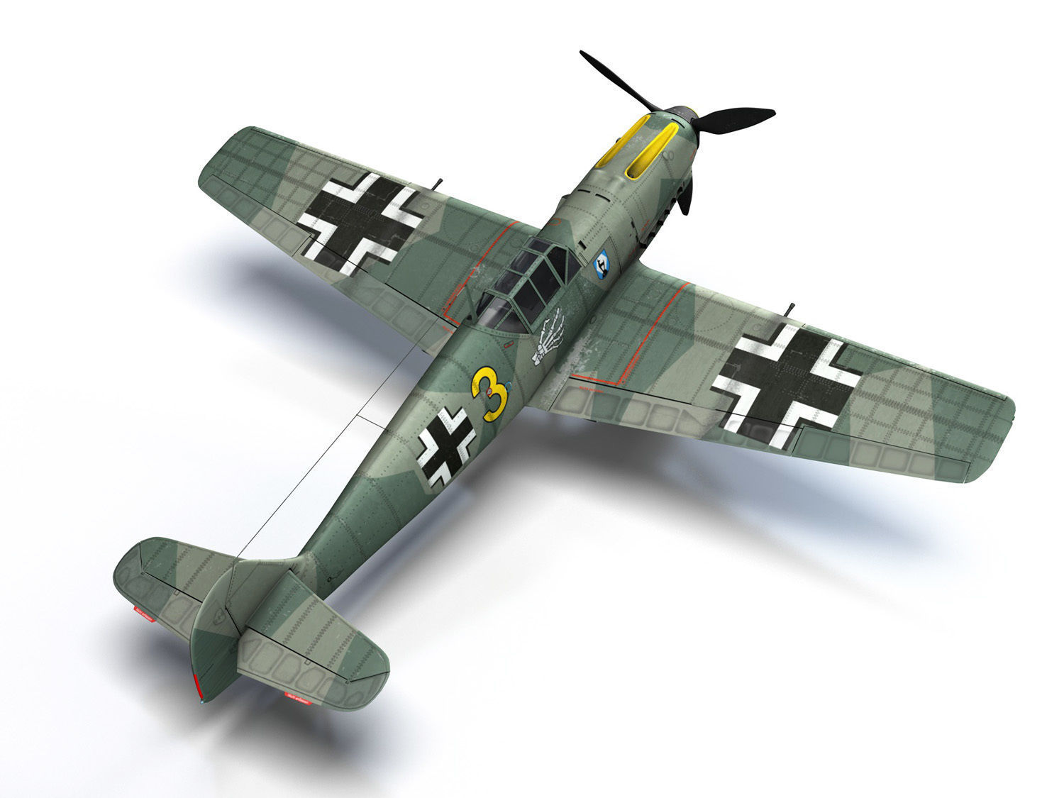 Messerschmitt - BF-109 E - Yellow 3 3D model_13