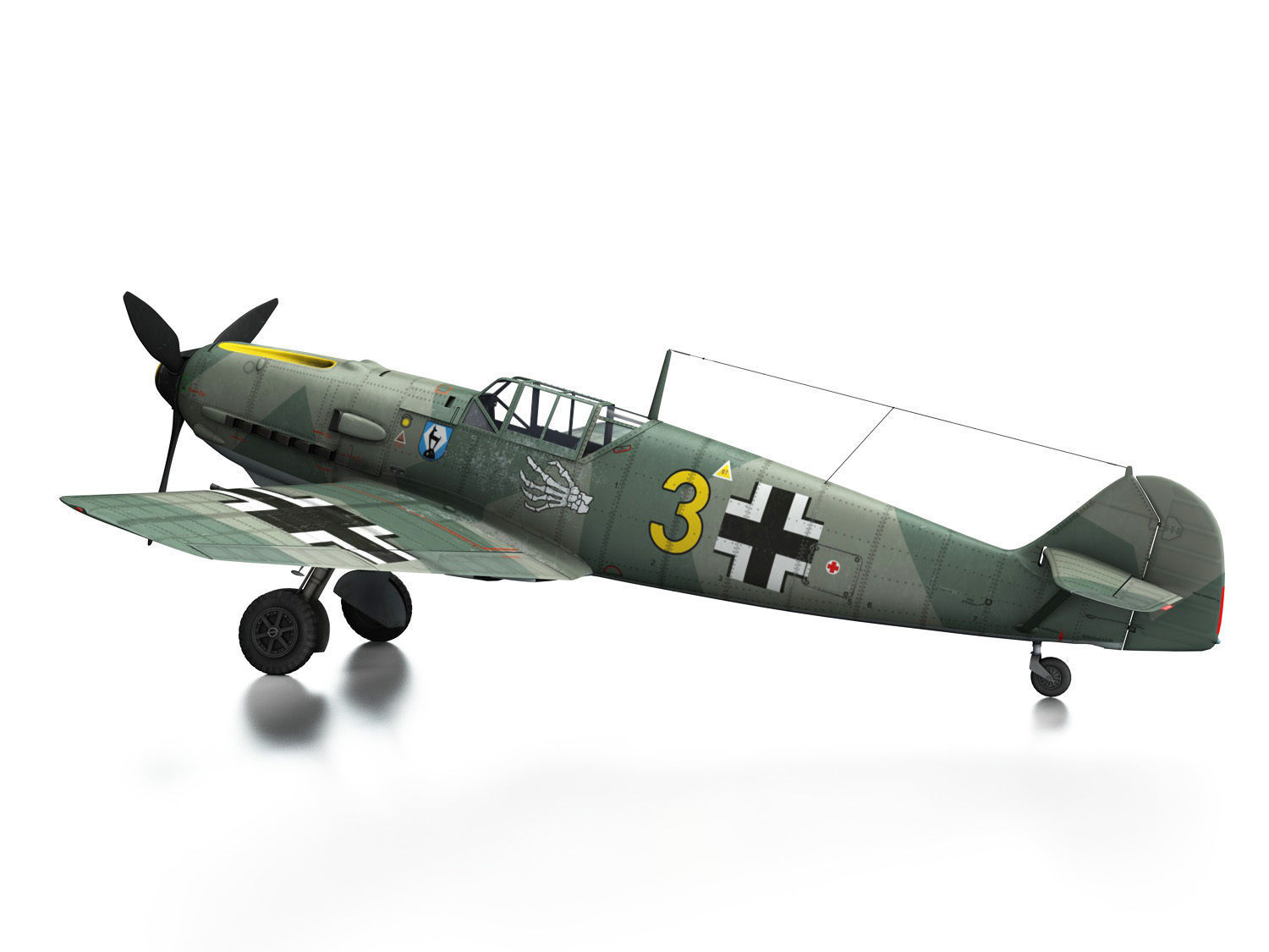 Messerschmitt - BF-109 E - Yellow 3 3D model_11