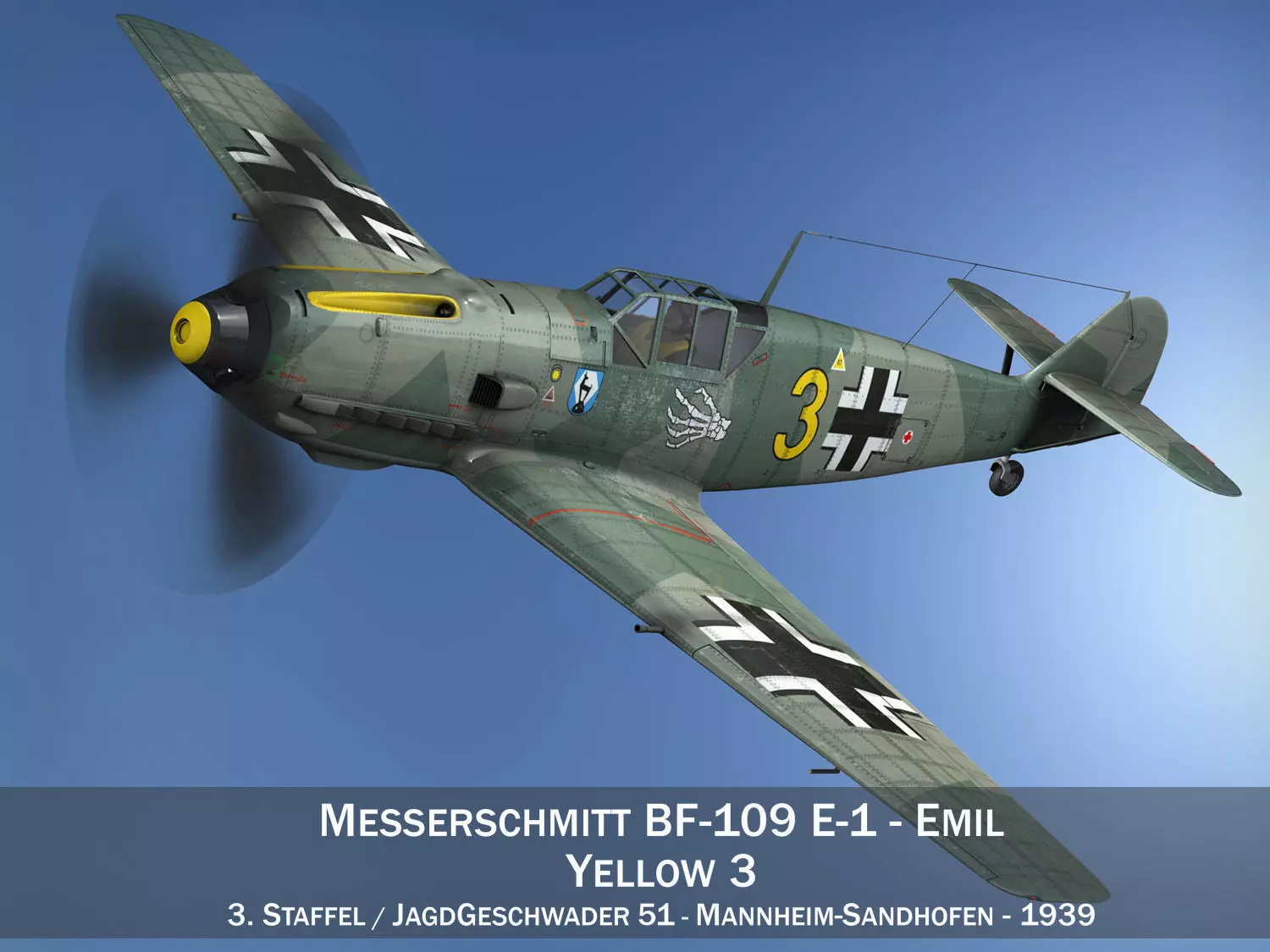 Messerschmitt - BF-109 E - Yellow 3 3D model_0