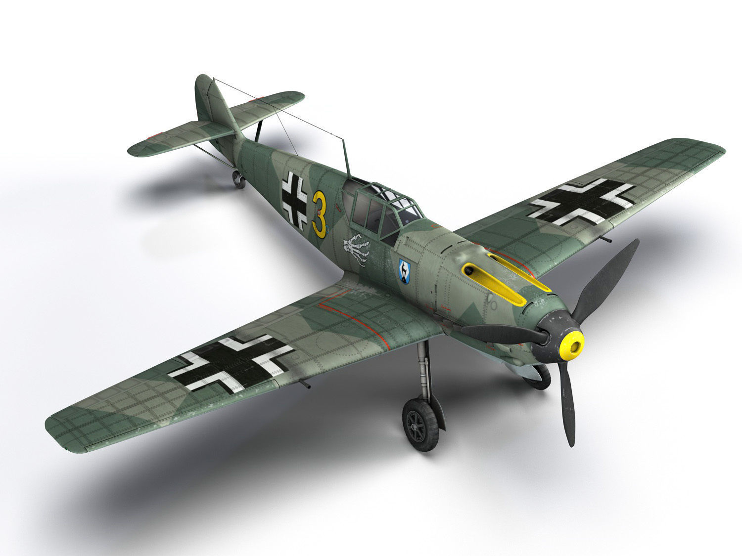 Messerschmitt - BF-109 E - Yellow 3 3D model_16