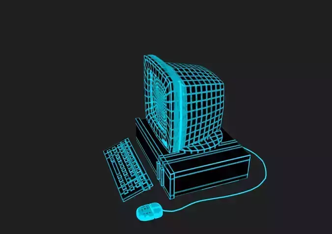 Vaporwave PC in 7 colours Low-poly 3D model