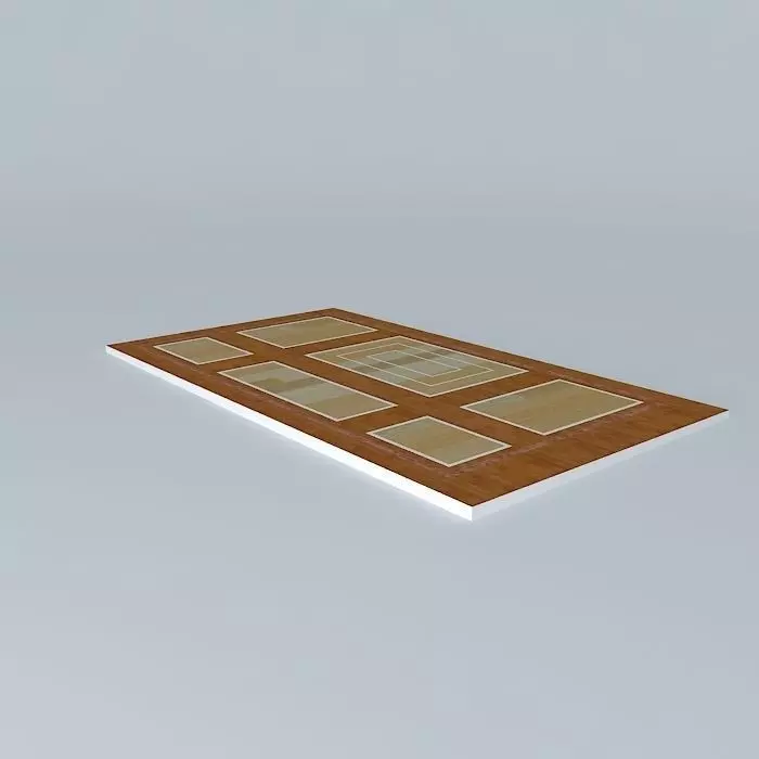 Door wooden floor with four windows 3D model