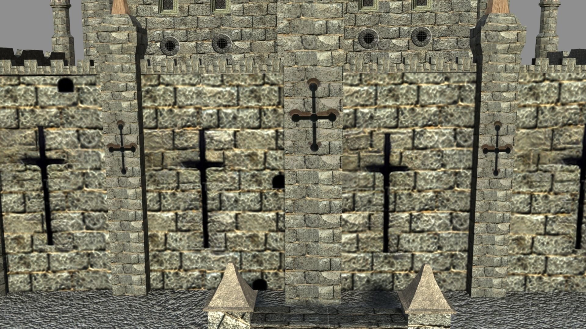 Castle in minecraft 3D model_11