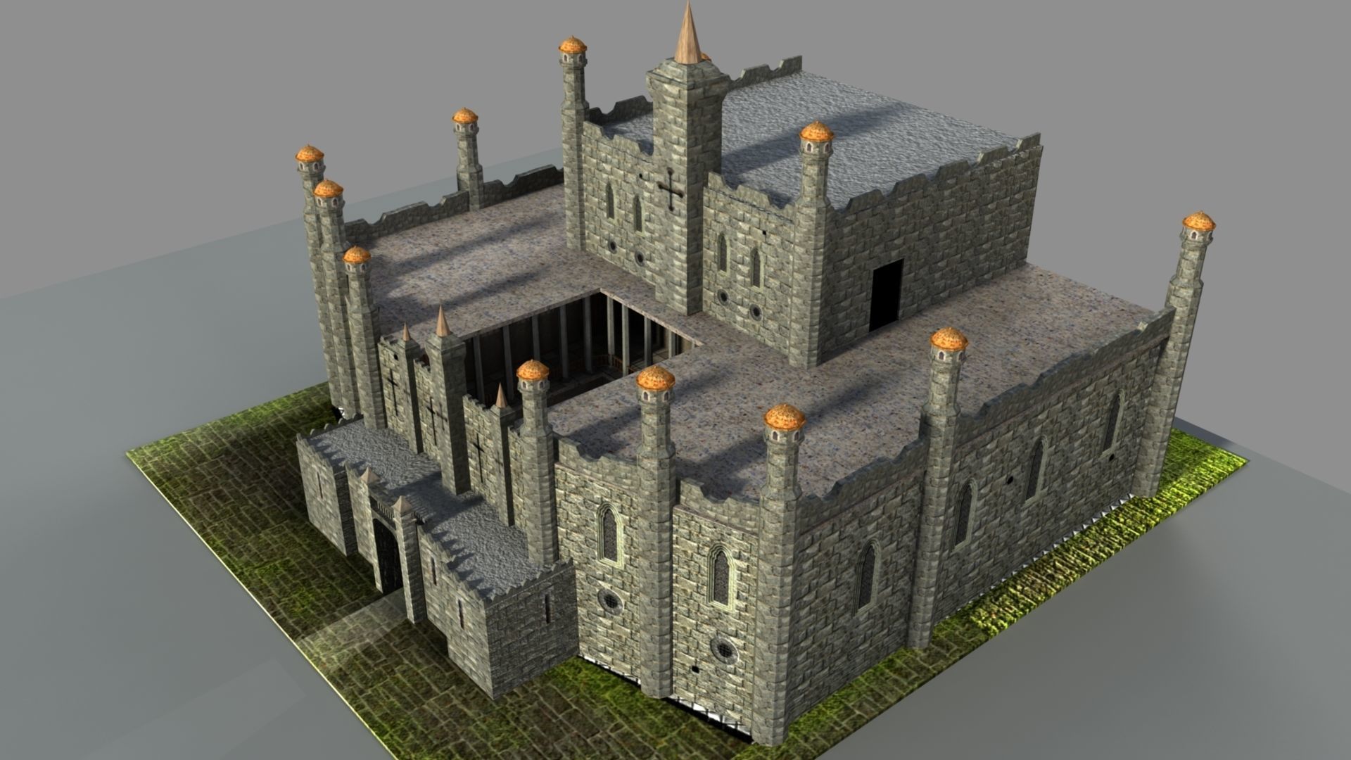 Castle in minecraft 3D model_23