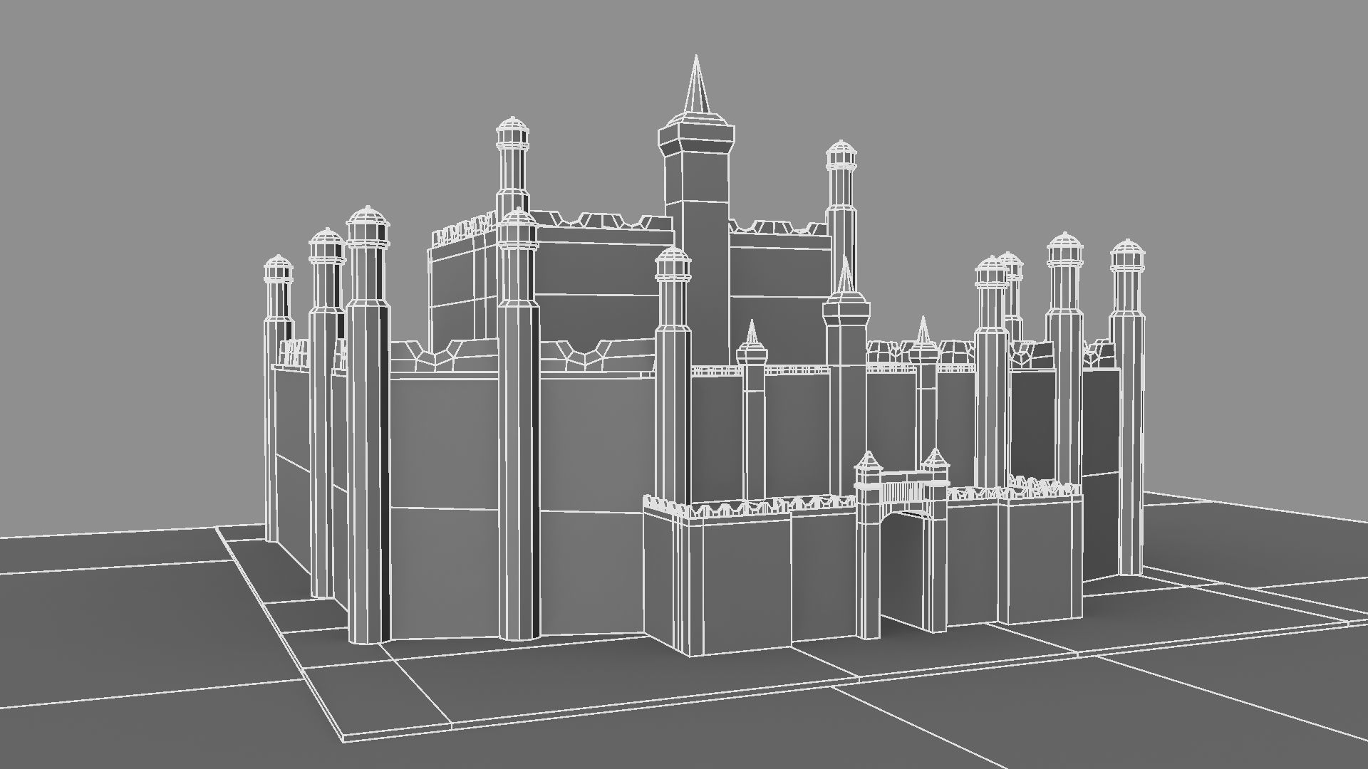 Castle in minecraft 3D model_14