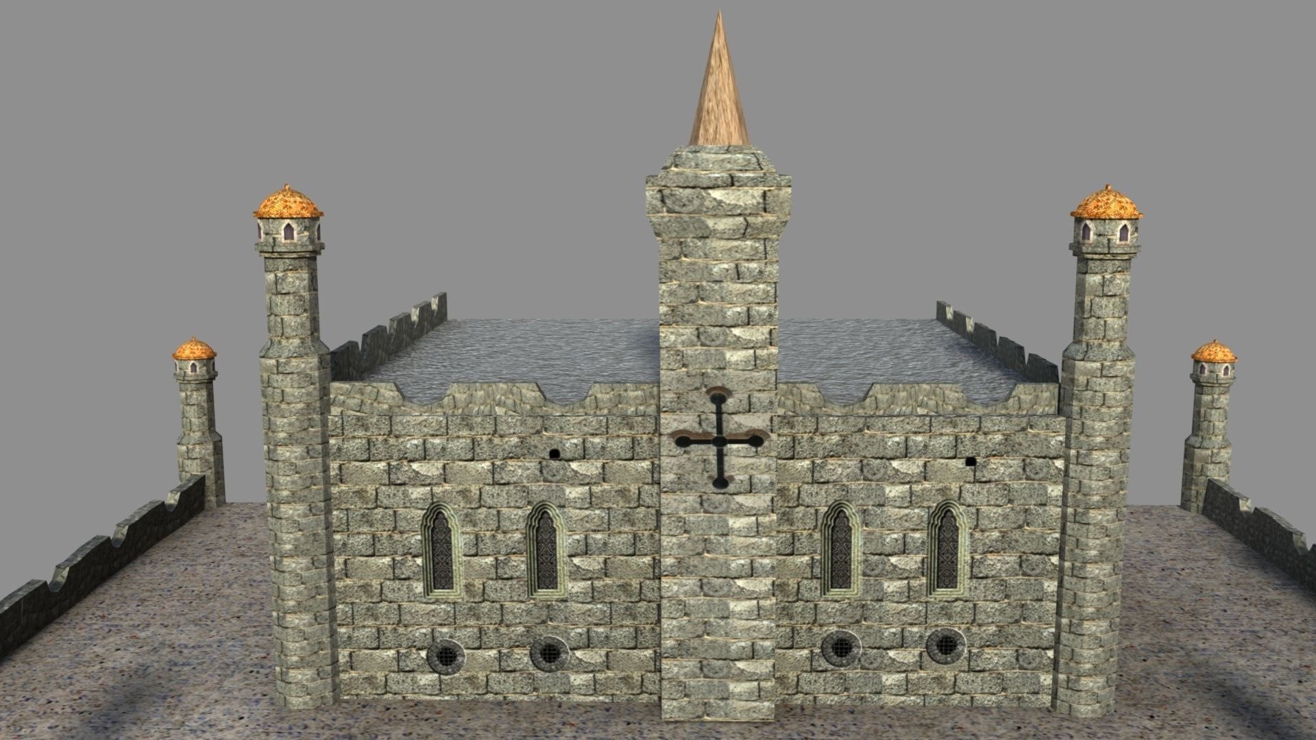 Castle in minecraft 3D model_32