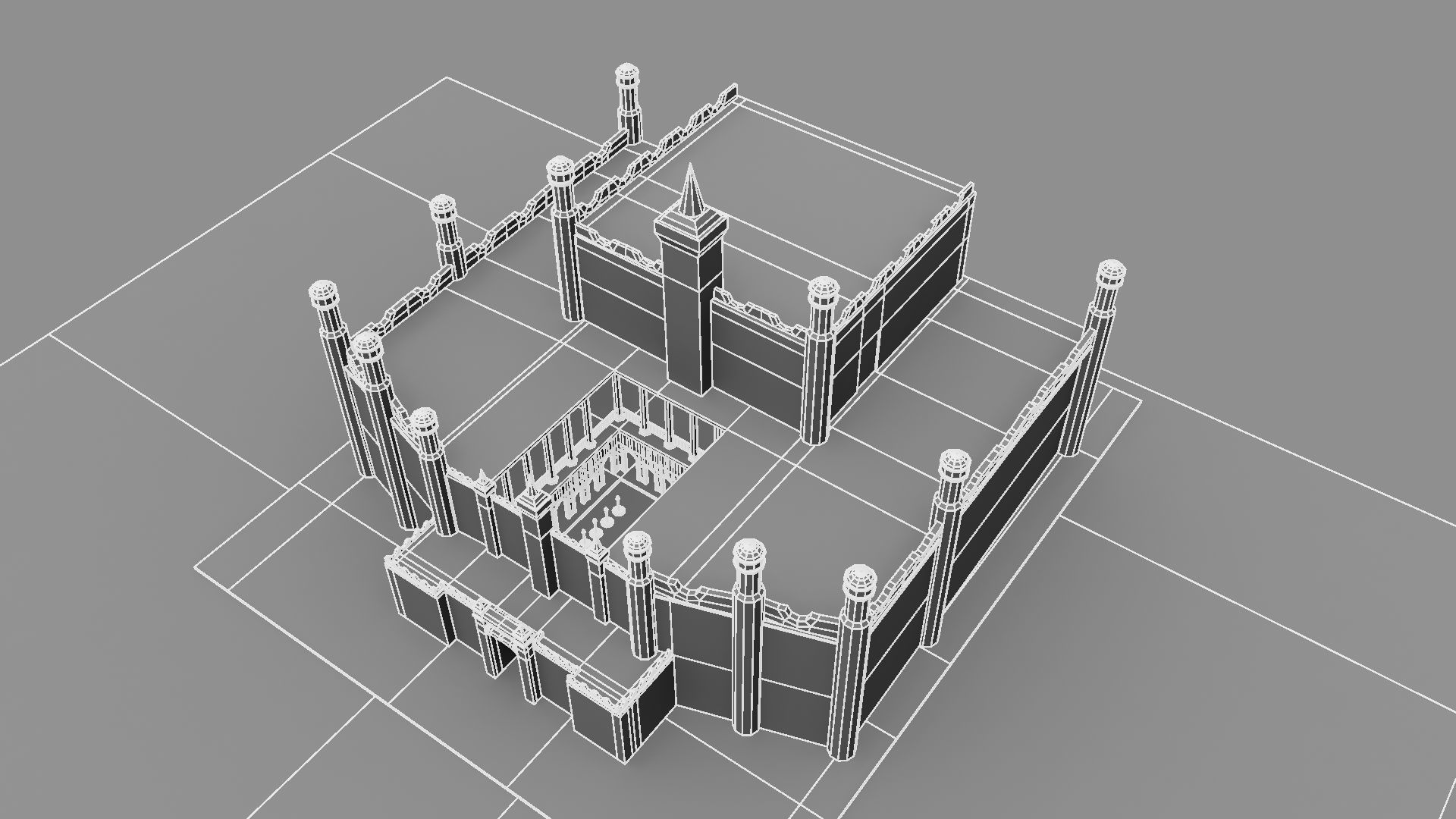 Castle in minecraft 3D model_30