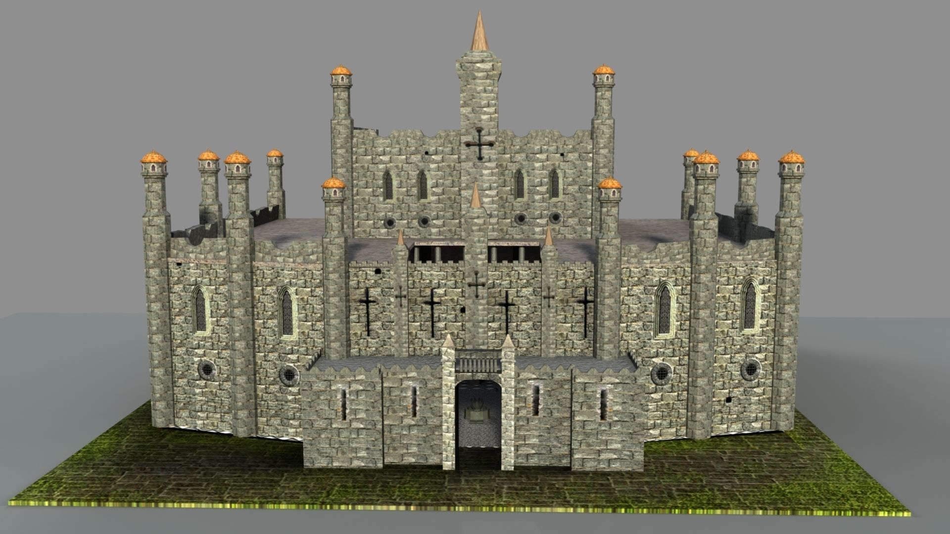 Castle in minecraft 3D model_24