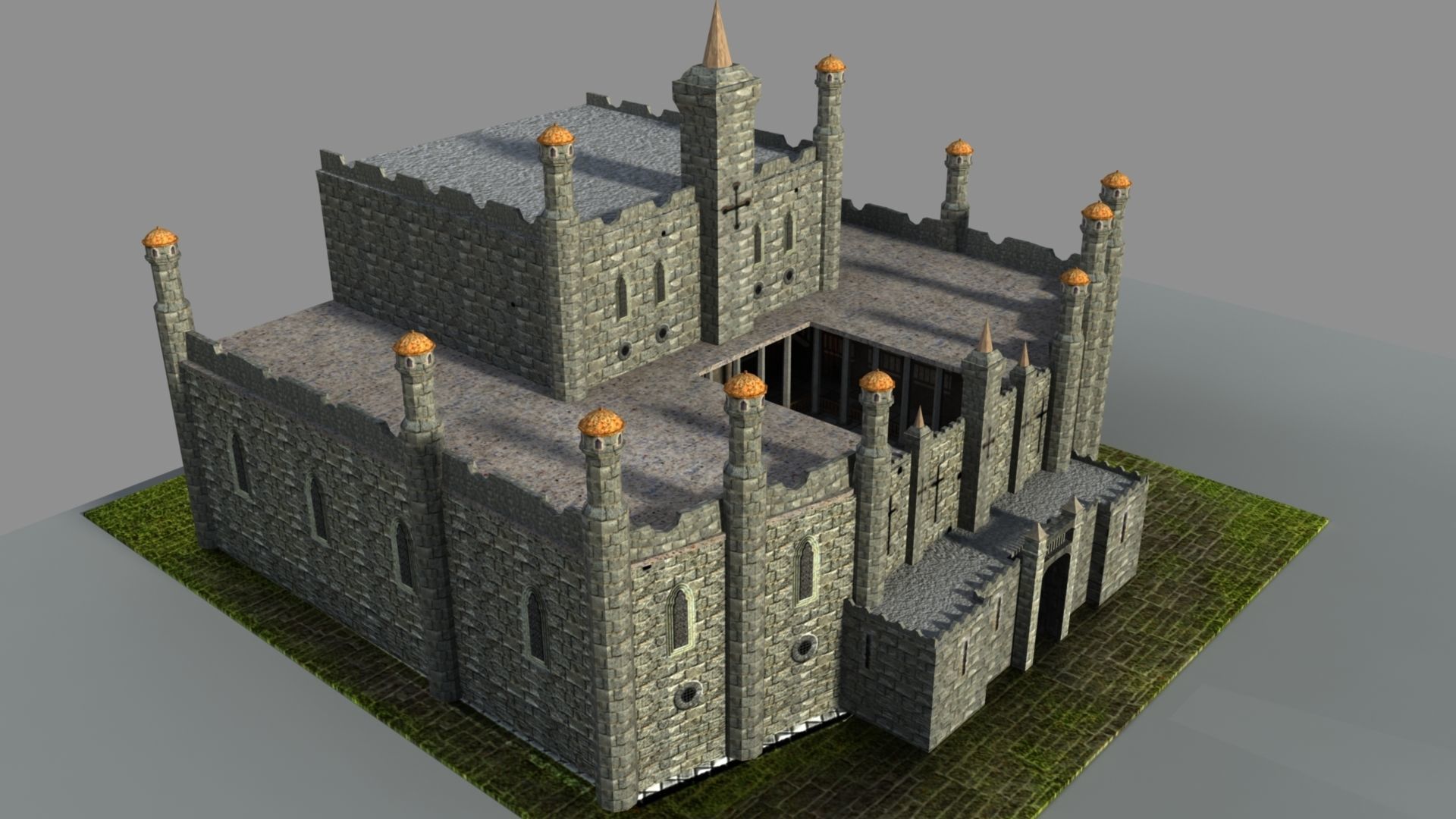 Castle in minecraft 3D model_31