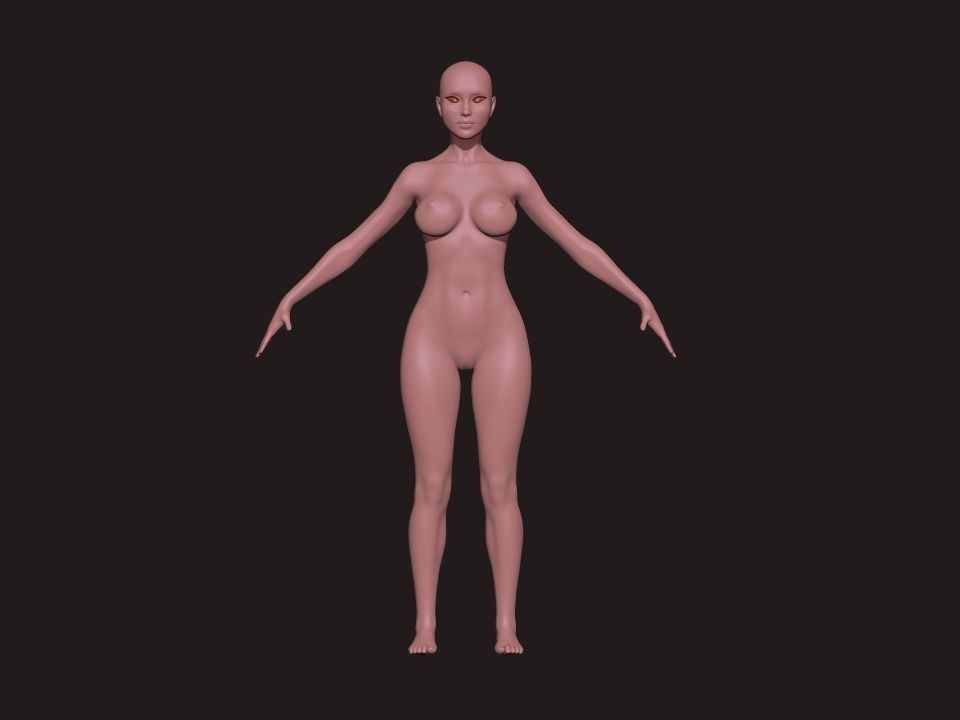 Nice Female Body Basemesh  Low-poly 3D model_8