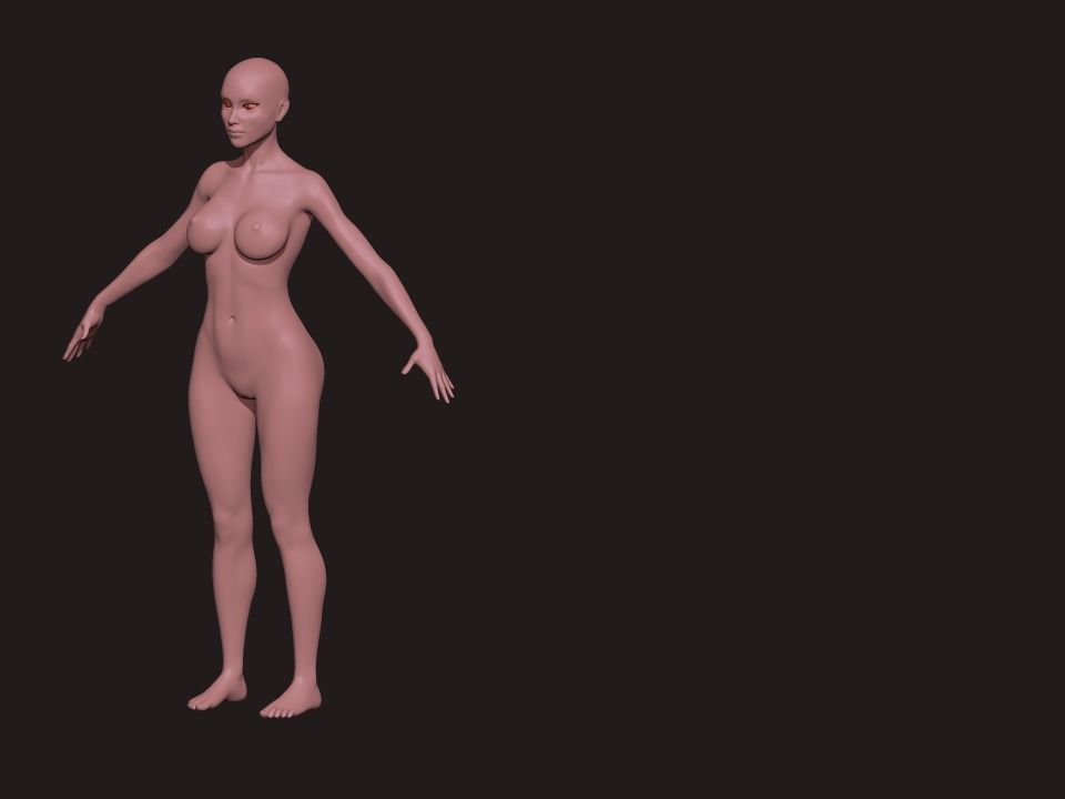 Nice Female Body Basemesh  Low-poly 3D model_5