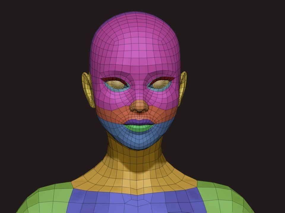 Nice Female Body Basemesh  Low-poly 3D model_14