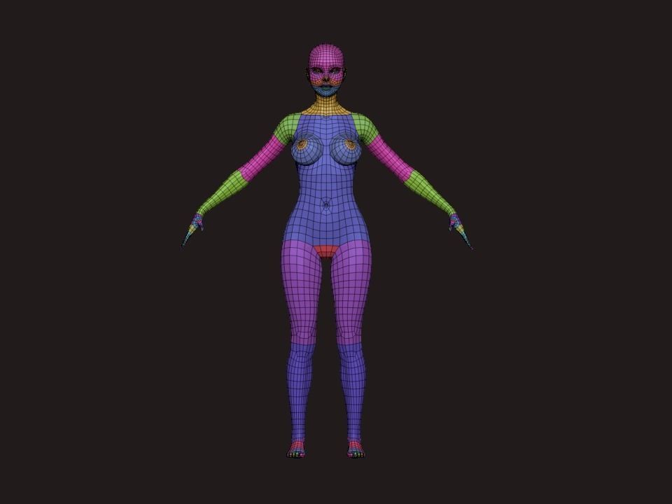 Nice Female Body Basemesh  Low-poly 3D model_9