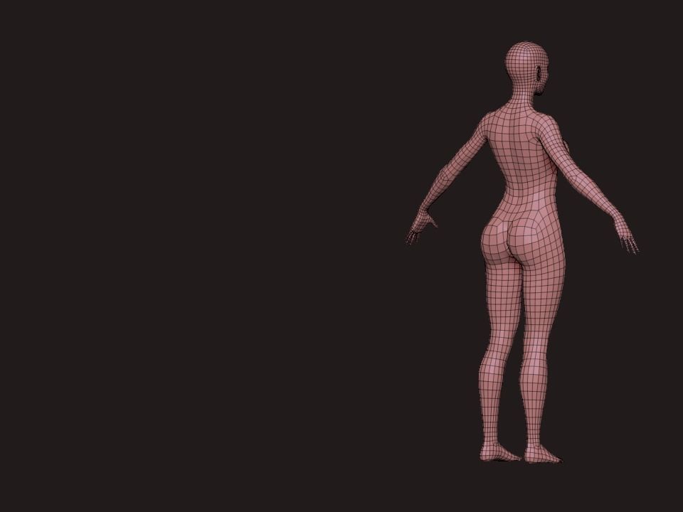 Nice Female Body Basemesh  Low-poly 3D model_11