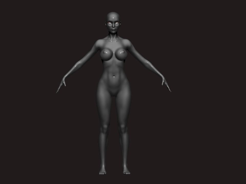 Nice Female Body Basemesh  Low-poly 3D model_1
