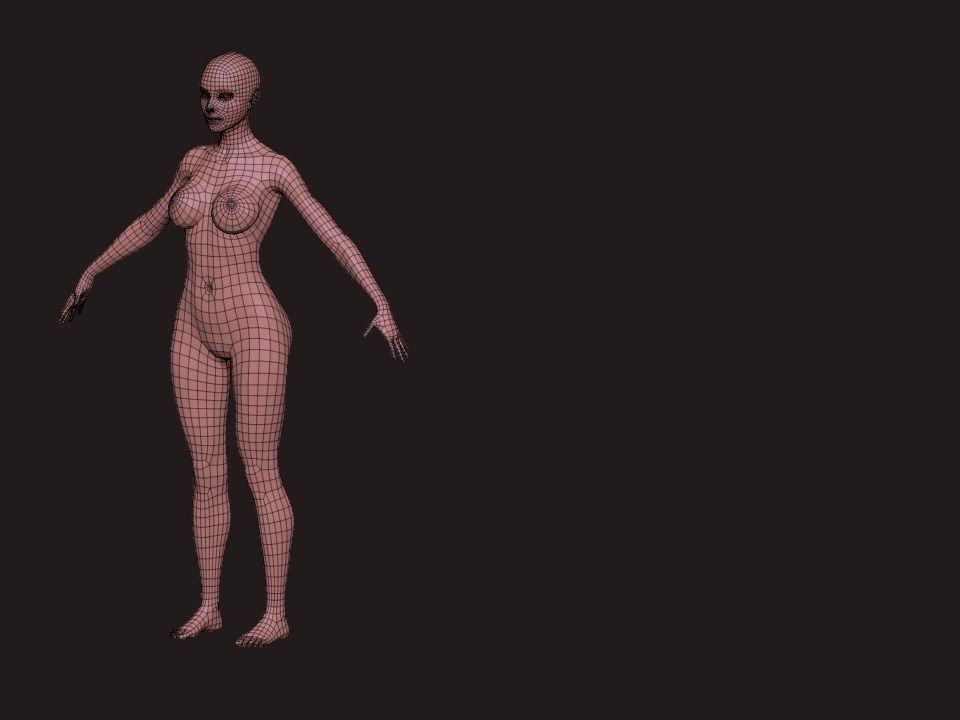 Nice Female Body Basemesh  Low-poly 3D model_6