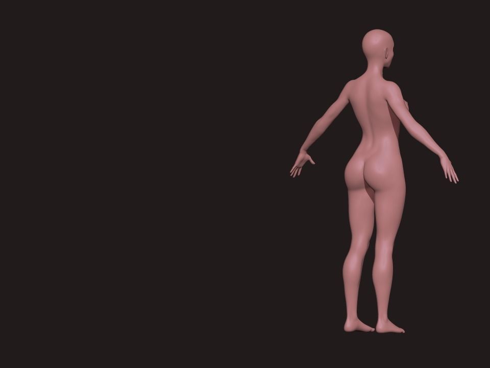 Nice Female Body Basemesh  Low-poly 3D model_10