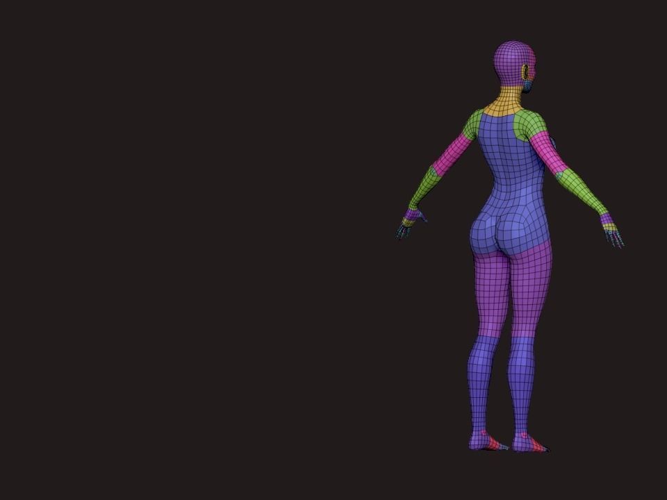 Nice Female Body Basemesh  Low-poly 3D model_12