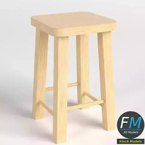 Wooden stool 3D model