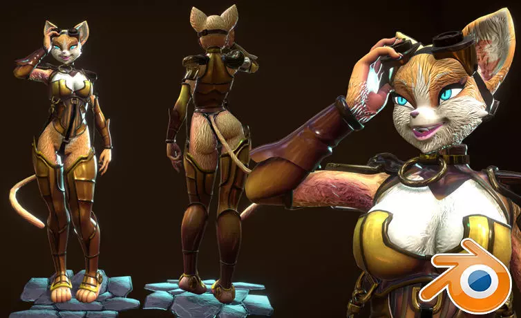 Furry Steampunk Cat NSFW 3D model_0
