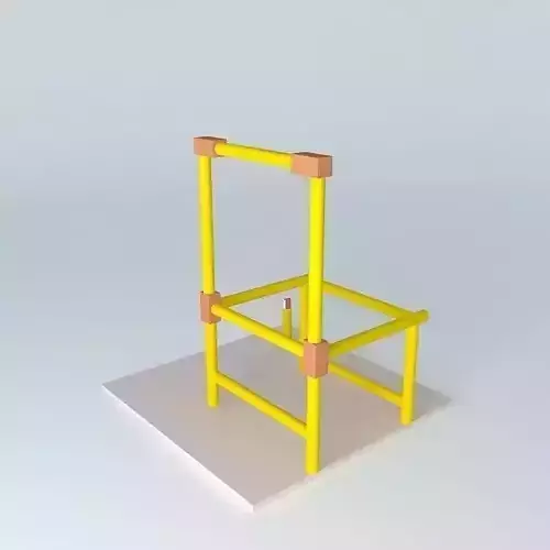 Bamboo chair with traditional wood joinery 3D model