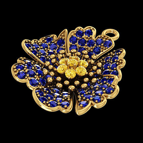 Nice flower pendant with diamond or natural stone 3D print model