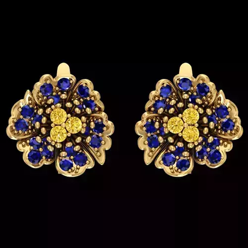 Nice flower earring with diamond or natural stone