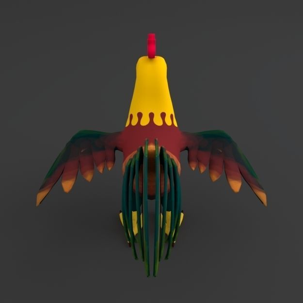 Rooster Cartoon Low-poly 3D model_3