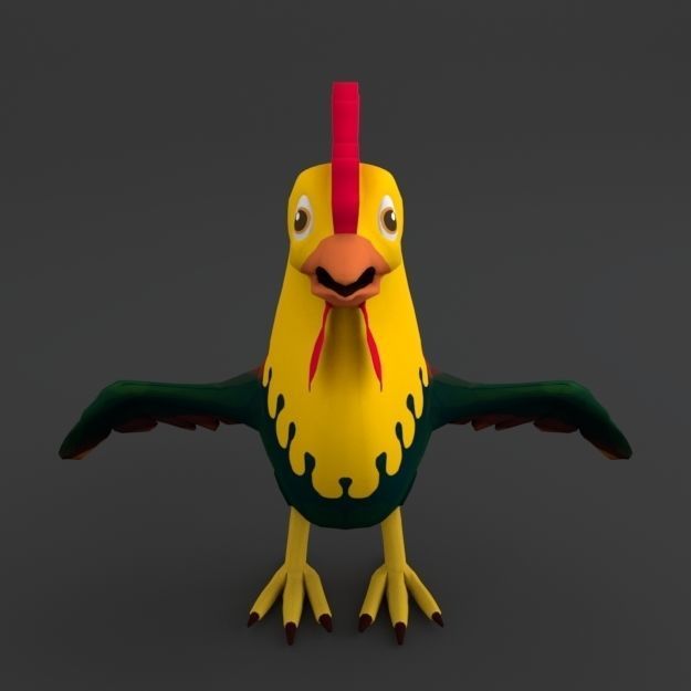 Rooster Cartoon Low-poly 3D model_5
