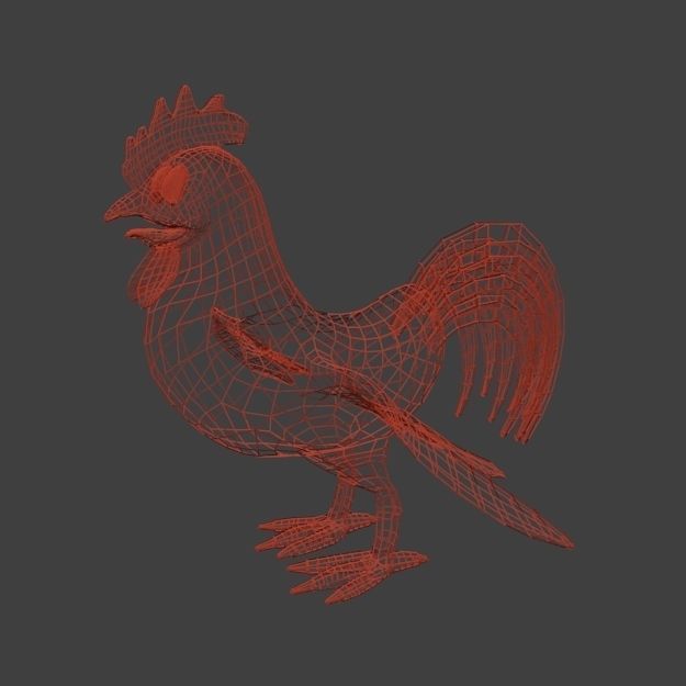 Rooster Cartoon Low-poly 3D model_7