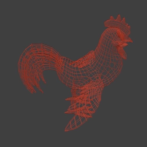 Rooster Cartoon Low-poly 3D model_10