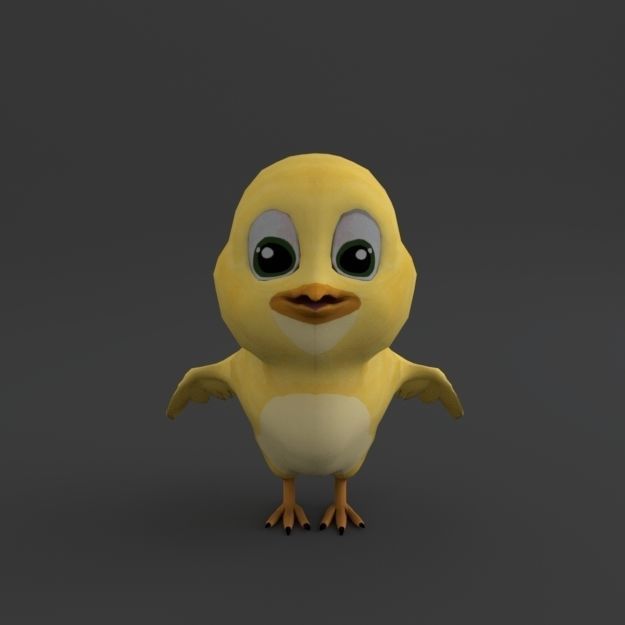Little Chicken Cartoon Low-poly 3D model_2