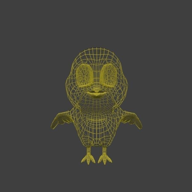 Little Chicken Cartoon Low-poly 3D model_6