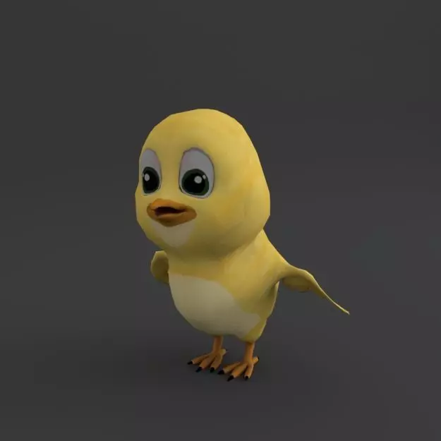Little Chicken Cartoon Low-poly 3D model_0