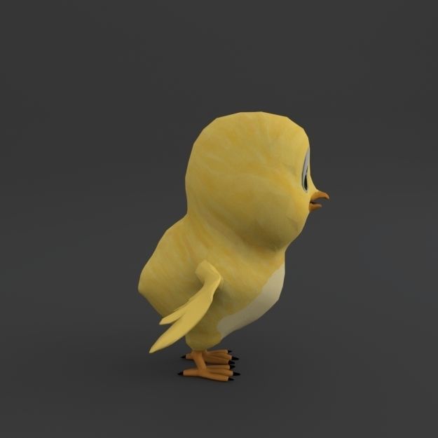 Little Chicken Cartoon Low-poly 3D model_3