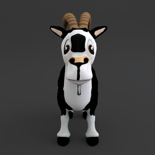 Goat Cartoon Low-poly 3D model_1