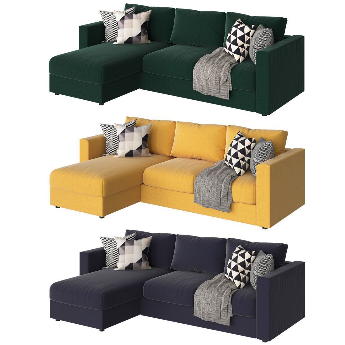 Vimle sectional sofa ikea 3D model_9