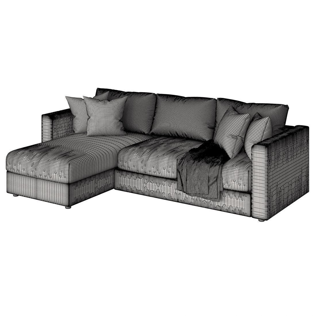 Vimle sectional sofa ikea 3D model_8