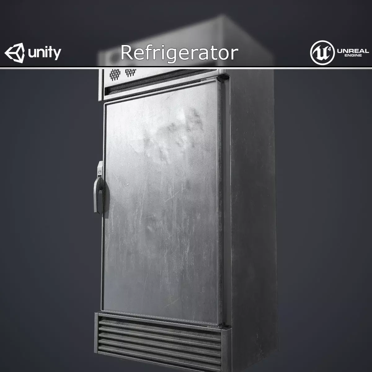 Refrigerator metal Low-poly 3D model_0
