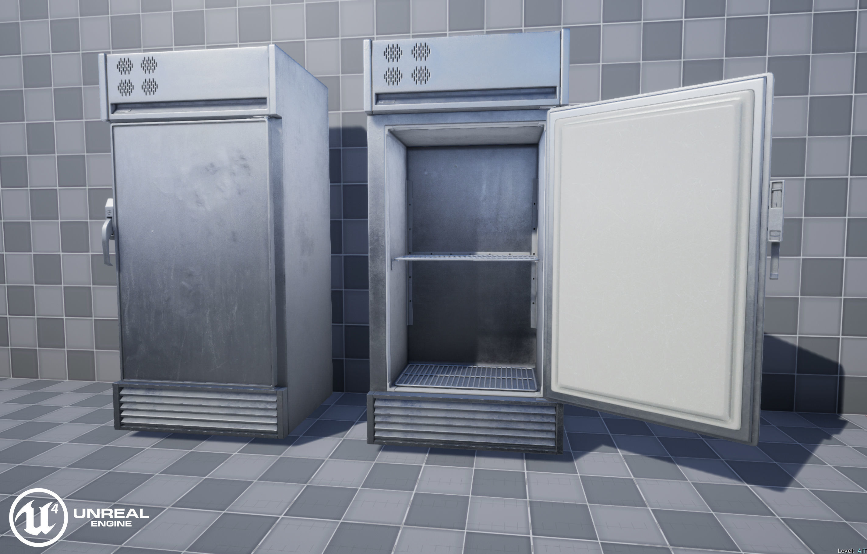 Refrigerator metal Low-poly 3D model_15