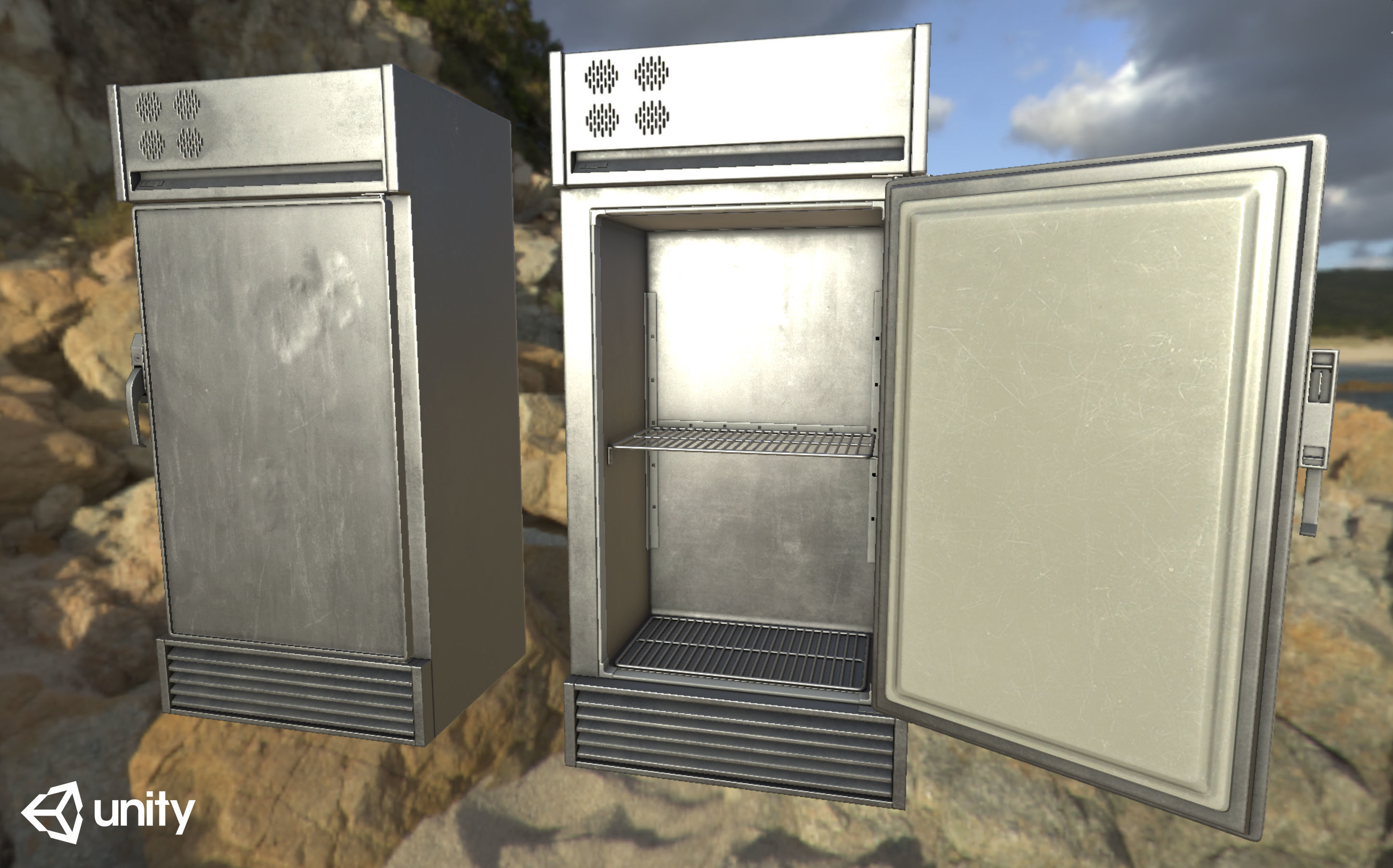 Refrigerator metal Low-poly 3D model_14