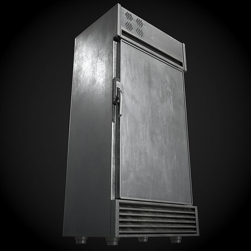 Refrigerator metal Low-poly 3D model 2