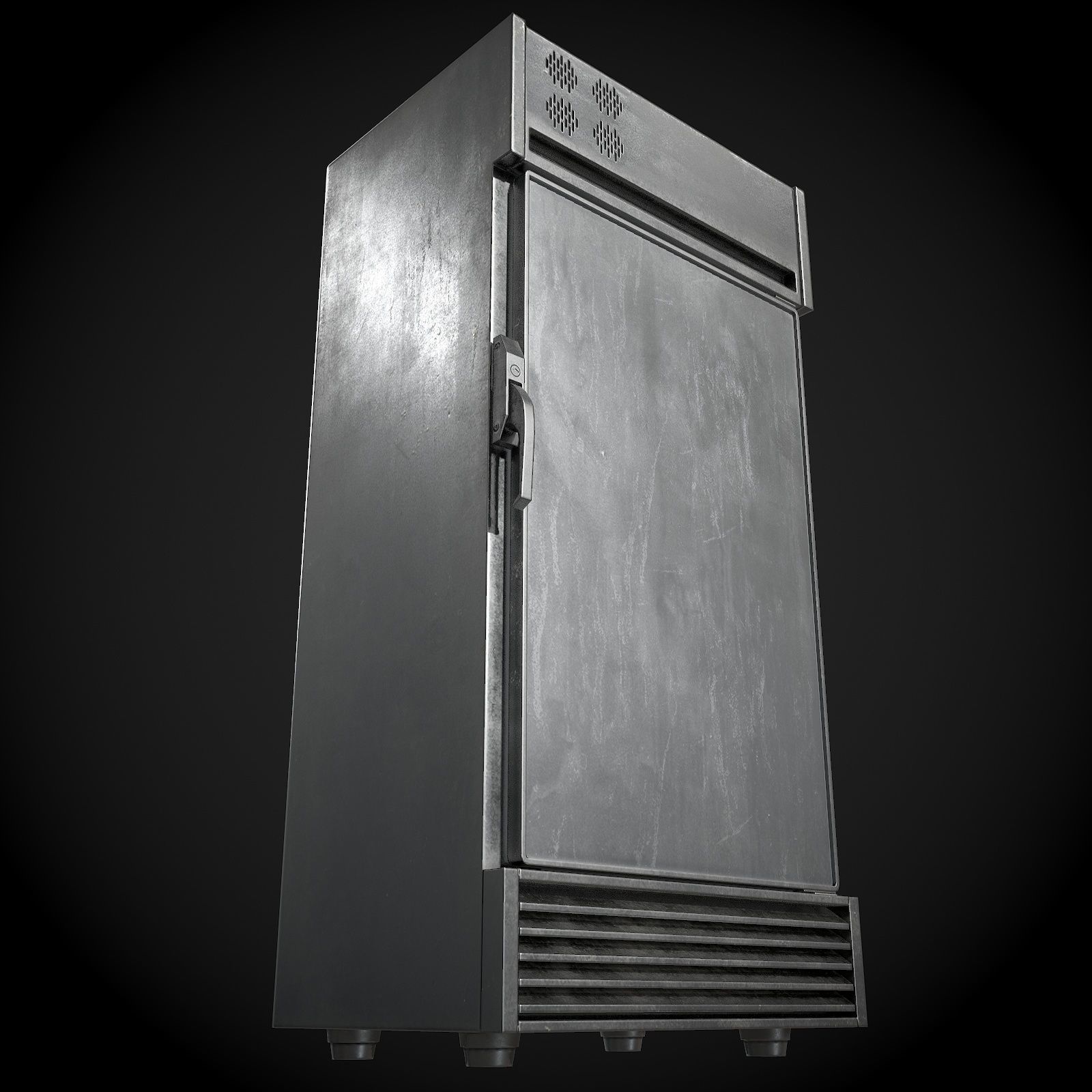 Refrigerator metal Low-poly 3D model_2