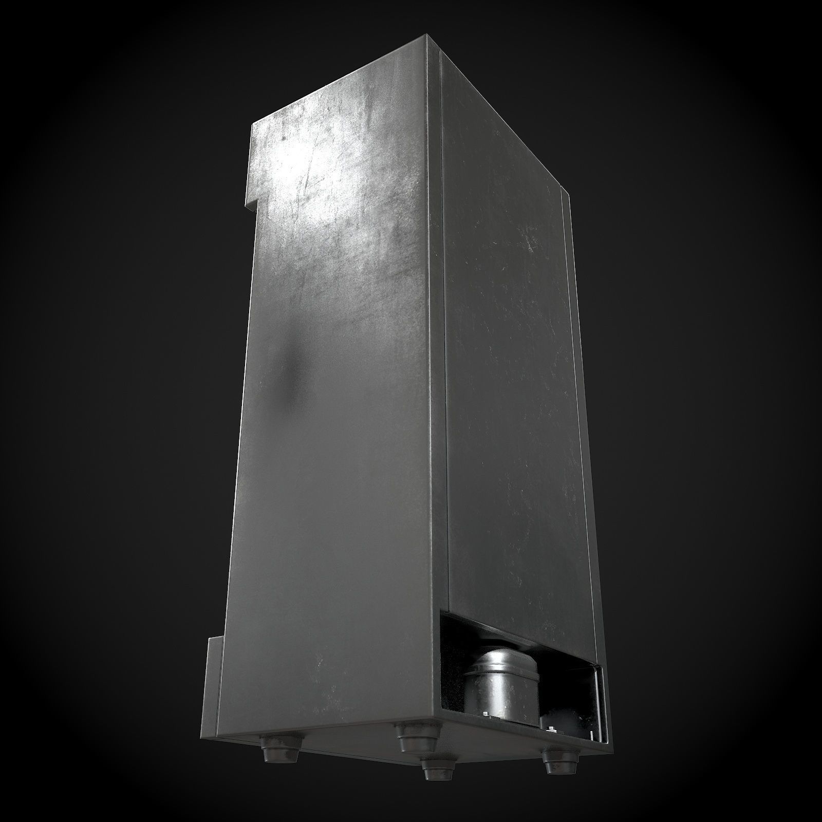 Refrigerator metal Low-poly 3D model_4