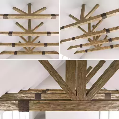 Wooden ceiling beams for barn