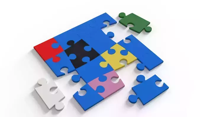 Puzzle jigsaw with missing pieces