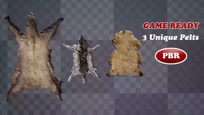 Low Poly Animal Pelts Low-poly 3D model
