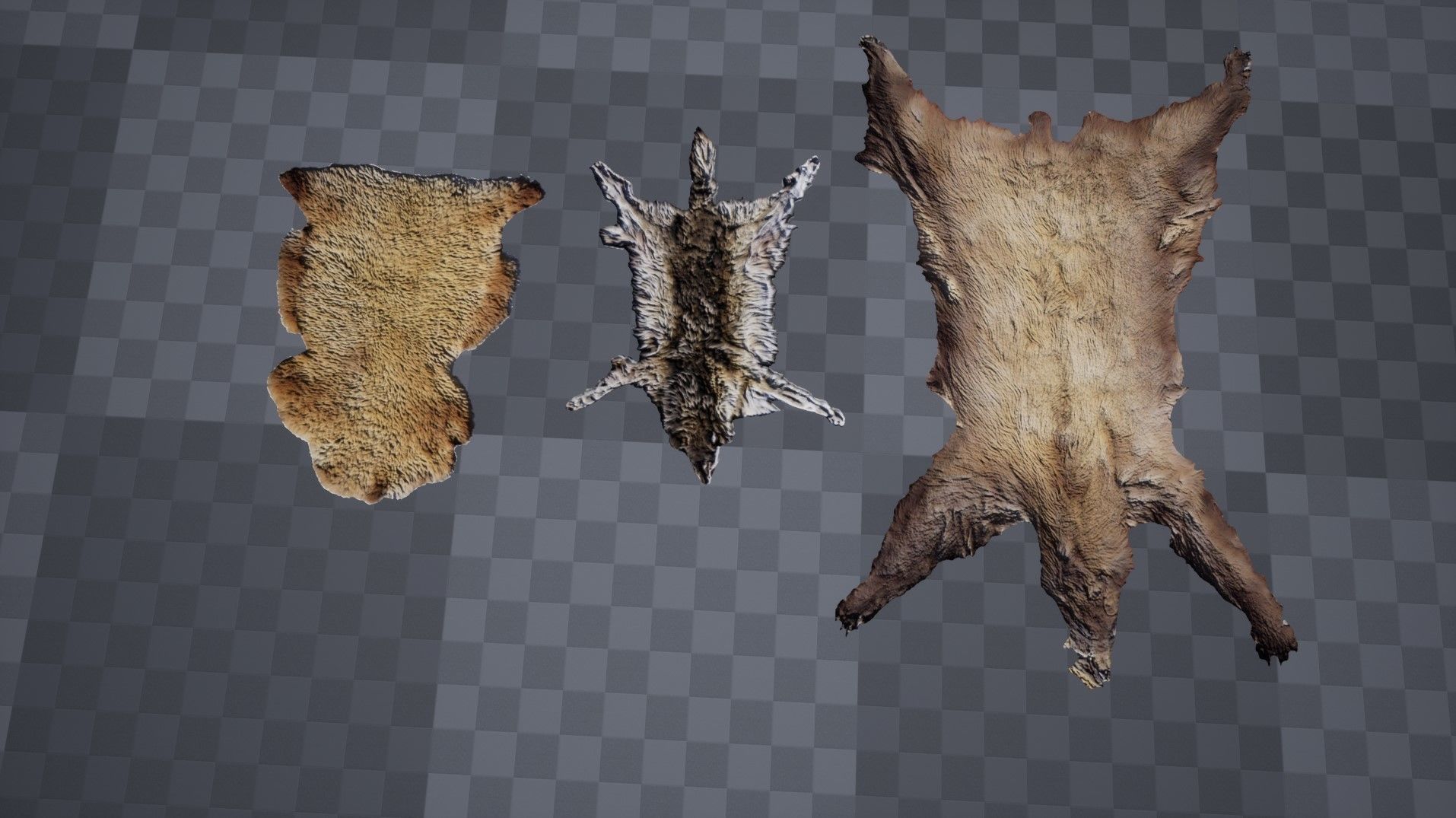 Low Poly Animal Pelts Low-poly 3D model_4